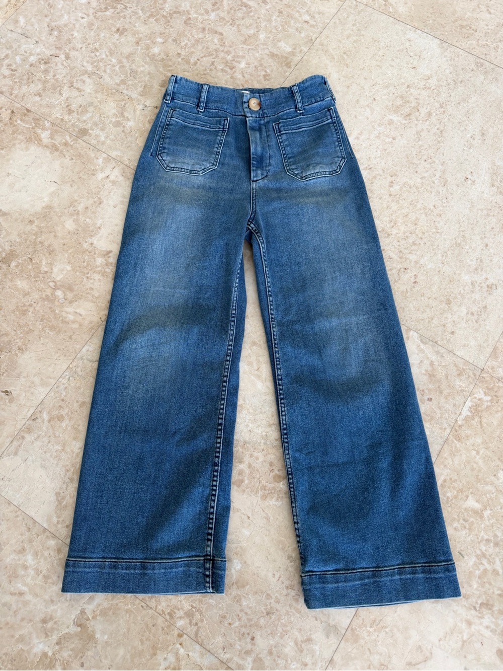 Anthropologie Maeve Wide Leg Cropped Denim Jeans